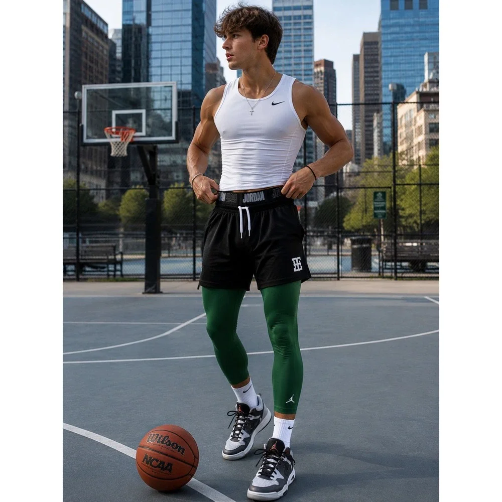 Jordan Training Dri-FIT Compression Tights Mens Medium Green Leggings 885868  N2